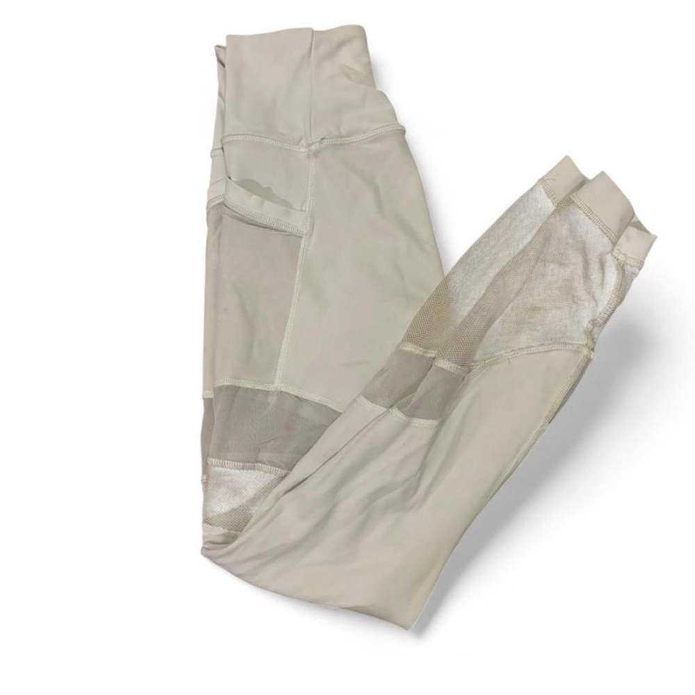 White Lululemon Leggings with Mesh Panels